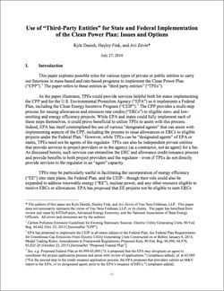 Clean Power Plan: Use of third party entities